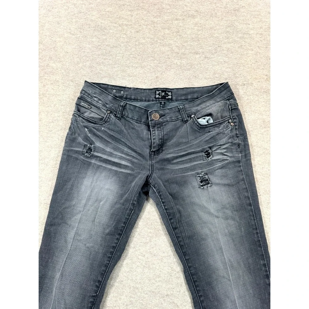 Sean John Jeans Mens 30 Gray Denim Logo Cotton Stretch Skinny Leg Distressed